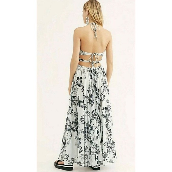 FREE PEOPLE Cut Out Lille Floral Print Maxi Dress size large - Picture 2 of 10